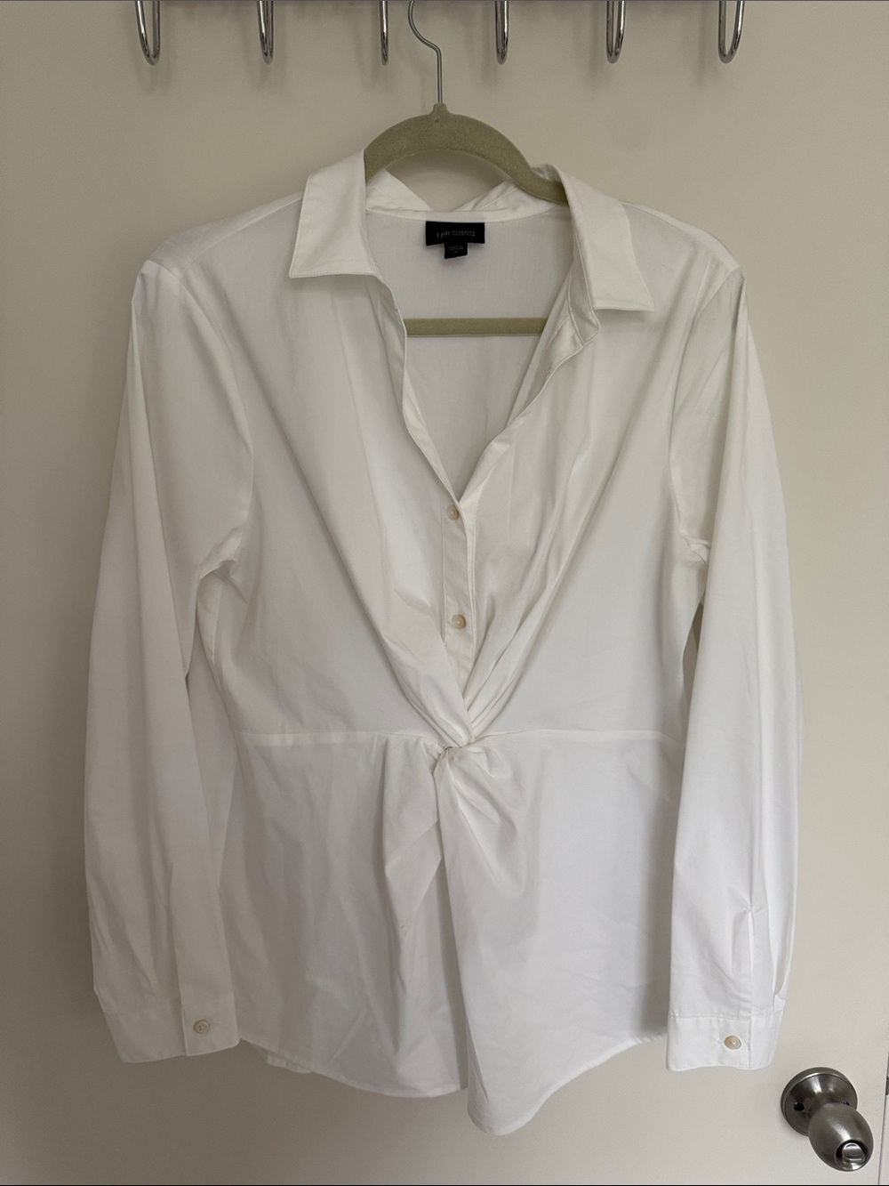 JJill Button-Front Twist Shirt - White